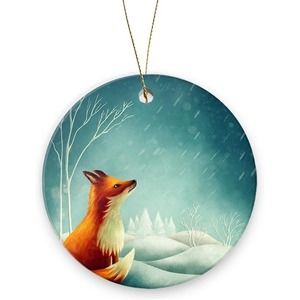 Fox On A Snowy Night Christmas Ornaments Ce Ramic Christmas Tree Decorations